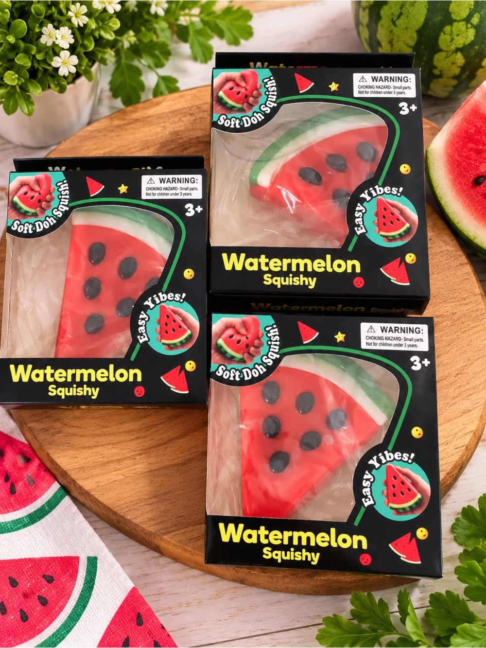 3 watermelon squishy in box